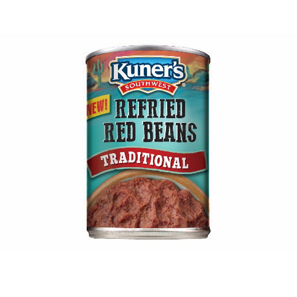 Kuner's Southwest Traditional Refried Red Beans, 16 oz [Pack of 12
