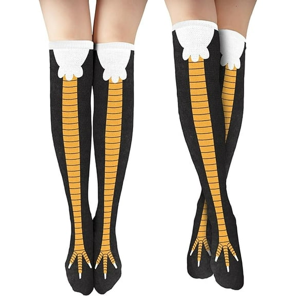 4E's Novelty Funny Chicken Feet Socks for Women & Men - 1 Pair Chicken Leg Socks, Christmas Pattern Sock