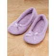 thumbnail image 3 of Chenille Ballet Slippers, Flexible House Slipper Design, Plush Insole, Non-Skid Outer Sole - Size Large, Light Purple, 3 of 4