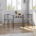 thumbnail image 3 of Fullfurnique Modern 3-piece Round Dining Table and 2 Chairs Set with Steel Legs, Drift Brown, 3 of 8