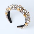 thumbnail image 1 of Velvet Padded Rhinestone Embellished Headband Large Padded Cloth Races Goth Wedding Headpiece for Women, 1 of 7
