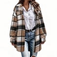 thumbnail image 4 of Perfectbot Women's Long Plaid Flannel Shacket Wool Blend Long Sleeve Casual Fall Jacket, 4 of 7