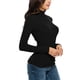 thumbnail image 3 of Blusa de cuello alto de invierno para mujer: camiseta ajustada de manga larga, tejido de poliéster, diseño liso/estampado, con capas para el frío, 3 of 7