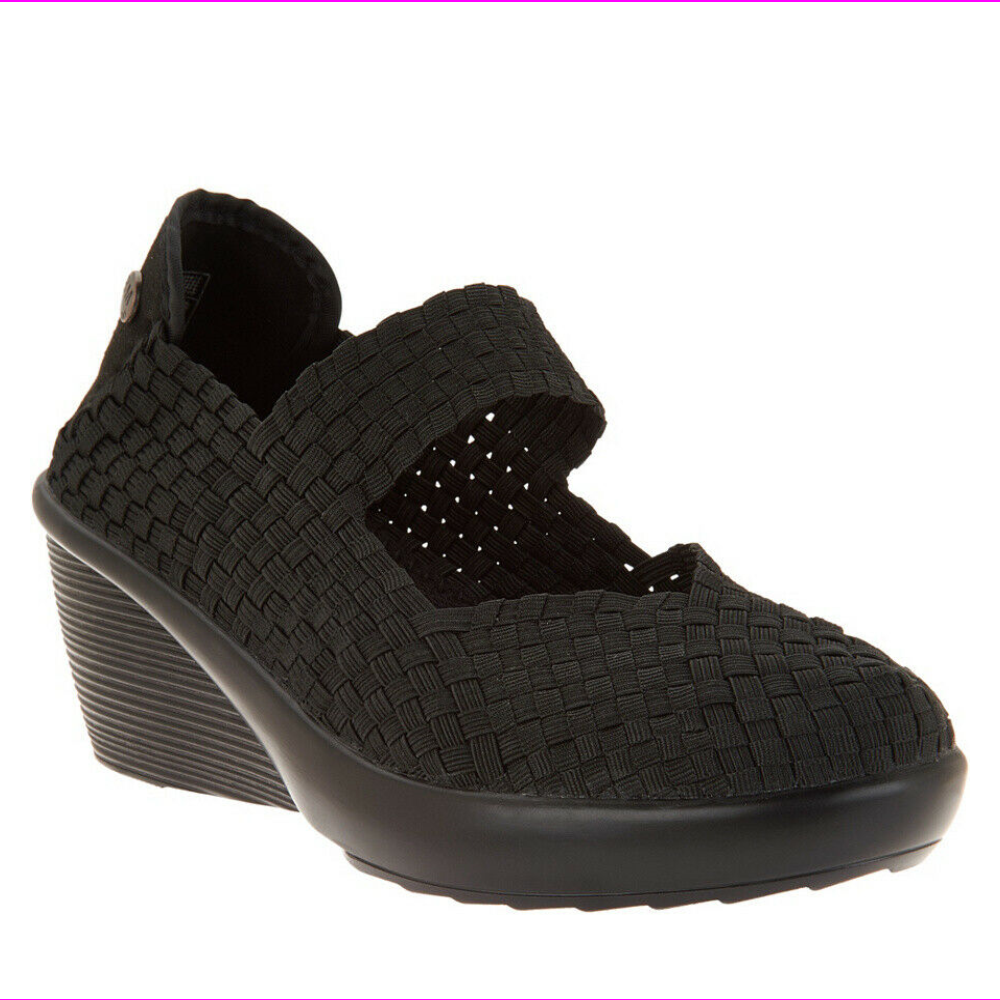 Bernie Mev Basket Weave Wedge Mary Janes Fresh Lulia Black EU 39