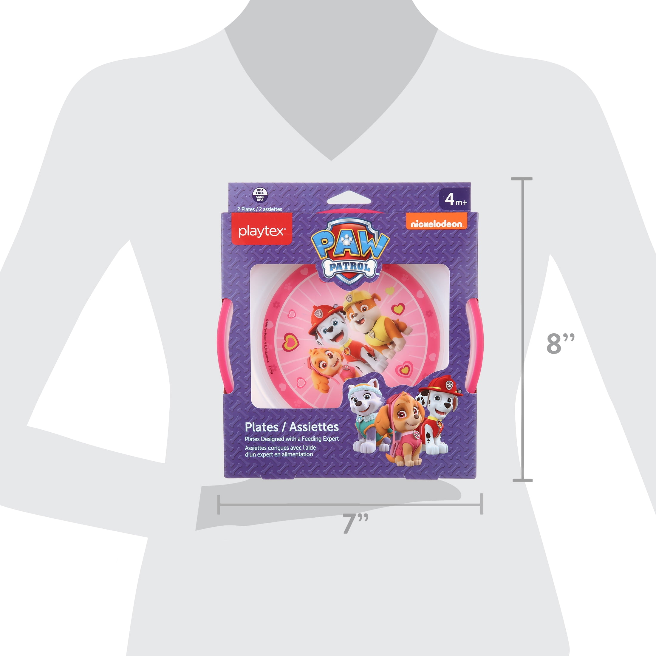 Playtex Paw Patrol Plates, Pink, 2 count