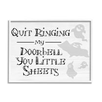 Stupell Industries Funny Halloween Typography Phrase Smiling Ghosts Silhouettes Graphic Art White Framed Art Print Wall Art, Design by Daphne Polselli