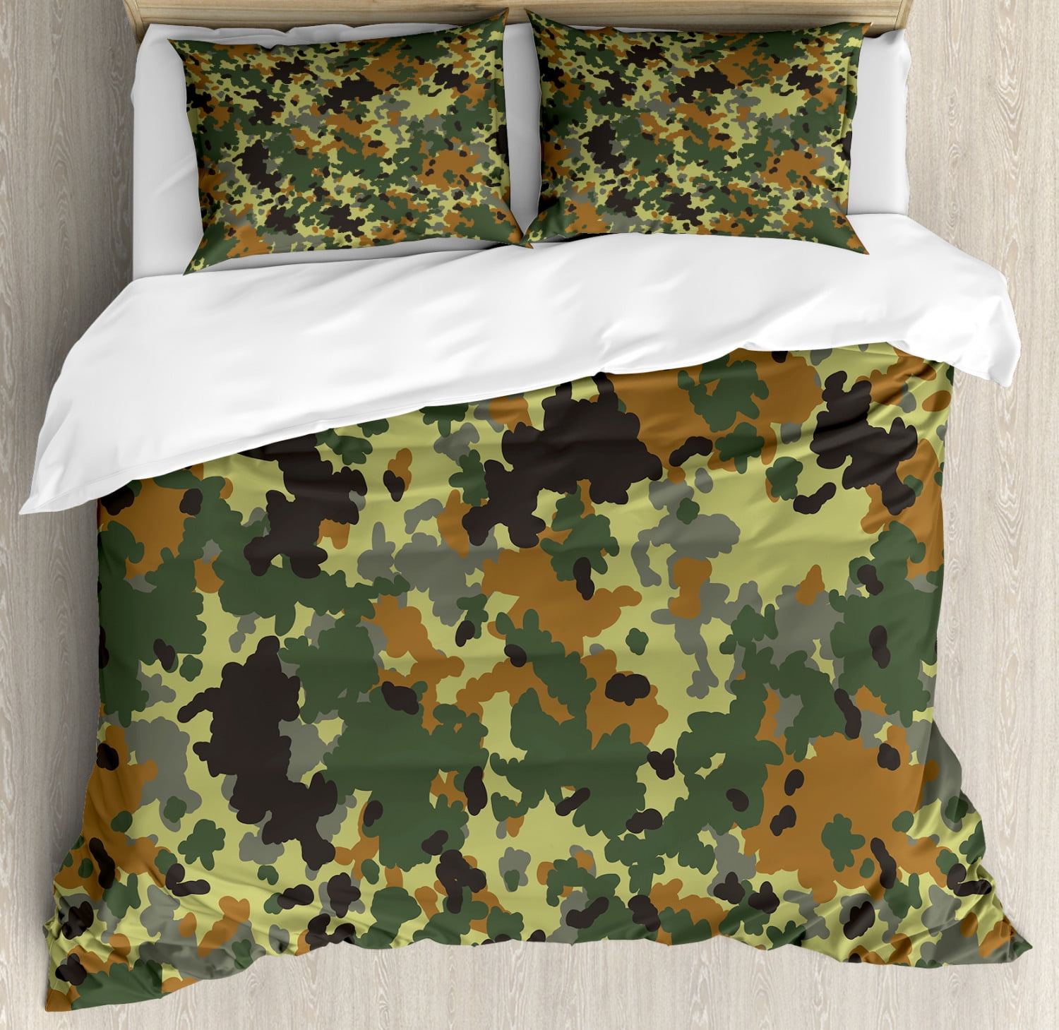 Camo Duvet Cover Set, Classical Germany Camouflage Pattern Forest
