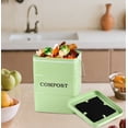 thumbnail image 3 of Pethiy 1 Gallon Compost Bucket for Kitchen, Countertop Indoor Compost Pail with Charcoal Filter for Odor-Free Food Scraps, Carbon Steel with Handles, Green, 3 of 7