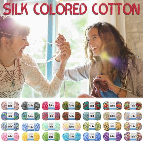 Djunllk Soft Cotton Yarn for Crocheting, 3.9oz/110g Premium Crochet Yarn Gradient Dyeing Knitting Yarn for DIY Crafts, Clothes, Handmade Toys Home Decor, Machine Wash Bulk Yarn Gifts for Women