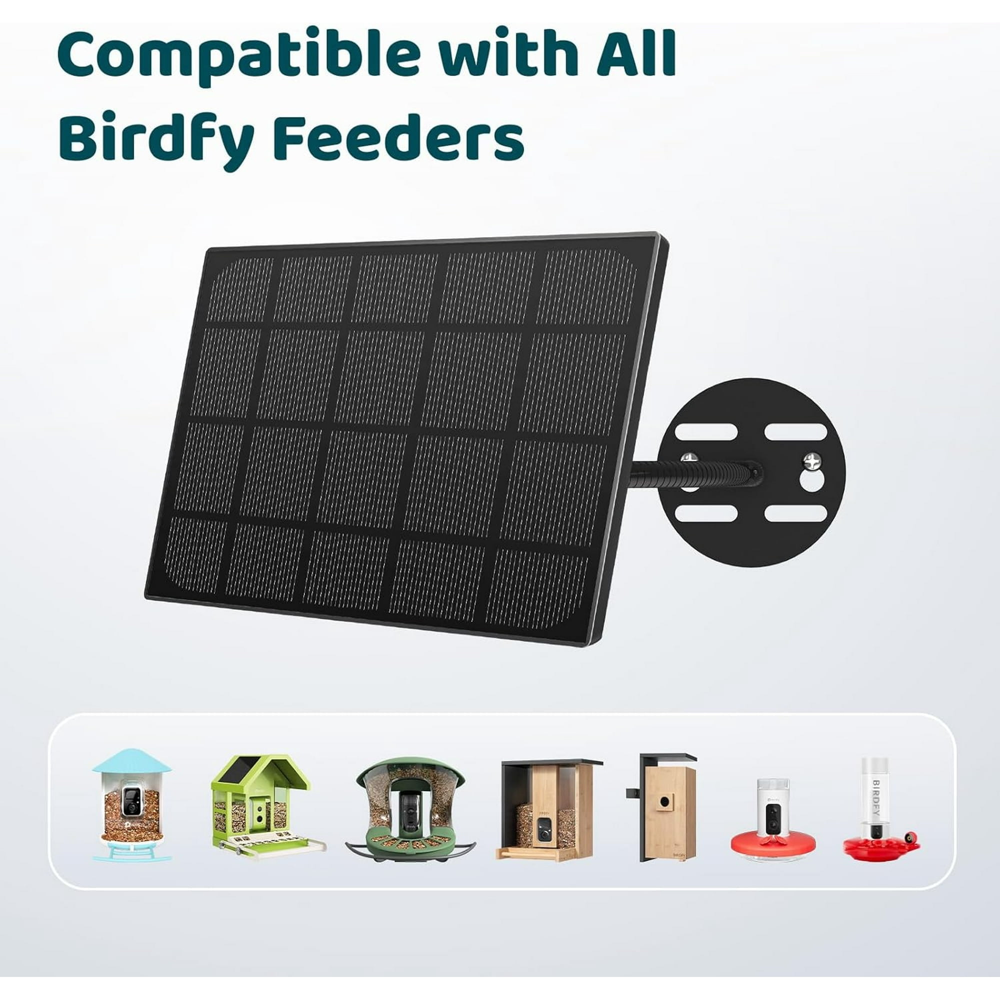 Netvue Type C Solar Panel for Birdfy, IP65 Waterproof for Outdoors, 5W Continuously Power Supply, 360° Swivel Bracket