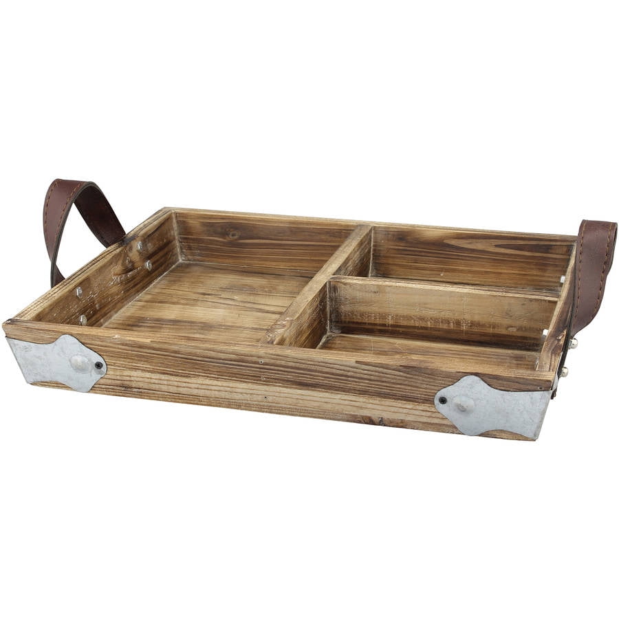 Home & Living Coffee Table Organizer/3 Compartment Tray/Wooden Tray