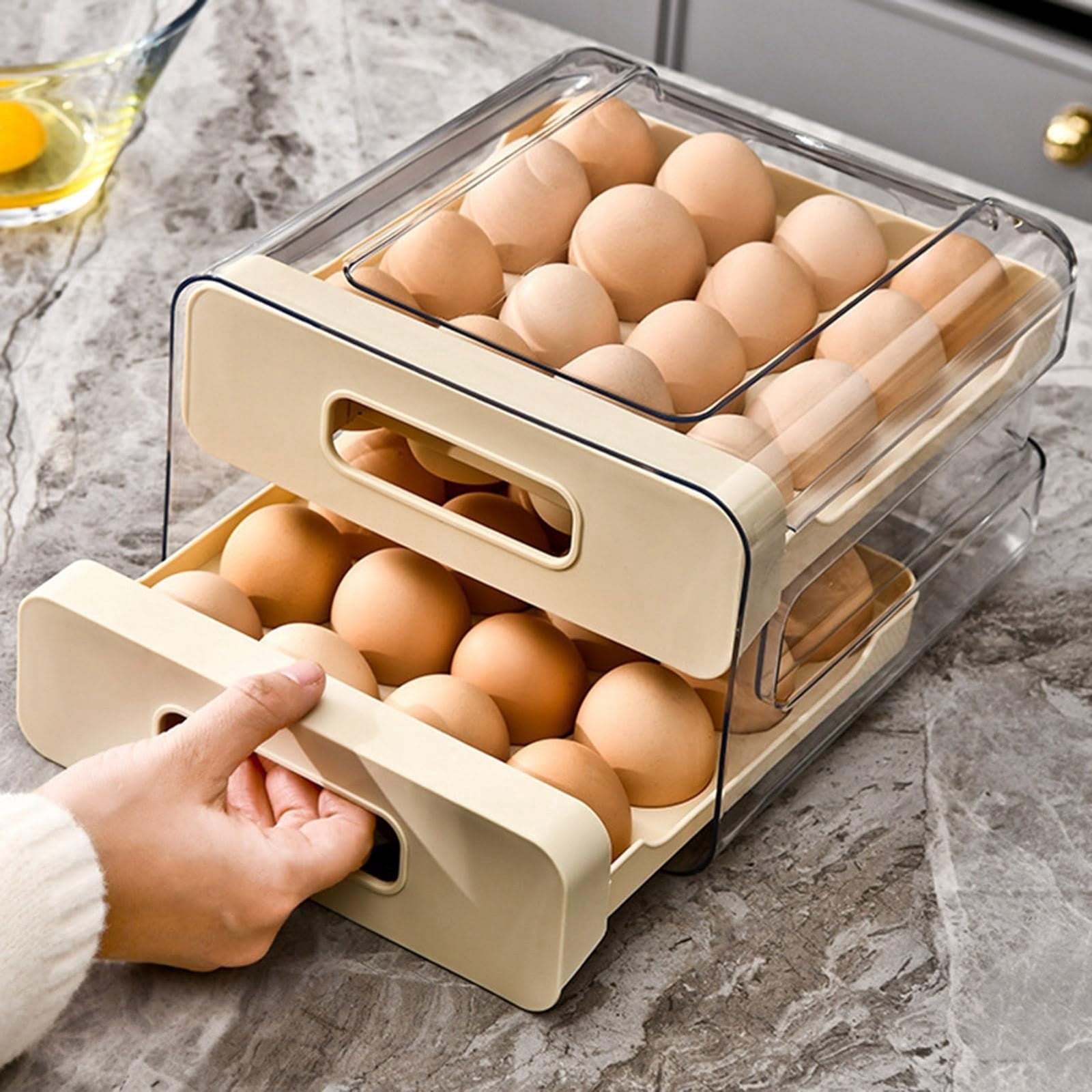 Egg Organizer Case Refrigerator Rack Storage Box Container With Lid Large Capacity Layer Transparent Design Stackable Tray High-quality