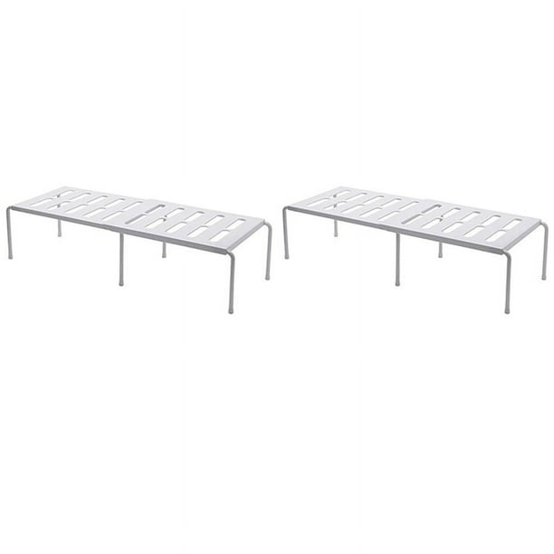 2X Estantes Organizadores de Estantes de Mostrador Expandibles de Cocina Baño Blanco