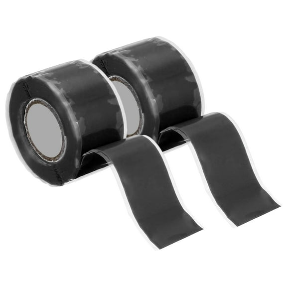 2 Pcs Self Fusing Silicone Tape, 1" x 10ft Silicone Sealing Tape Plumbing Pipe Repair Tape for Handles Plumb Hose Pipe Leaks, Black