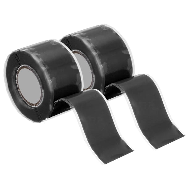 2 Pcs Cinta de Silicona Autoadhesiva, Cinta de Sellado de Silicona de 1" x 10ft para Reparación de Tuberías de Plomería, Fugas de Mangueras, Negra