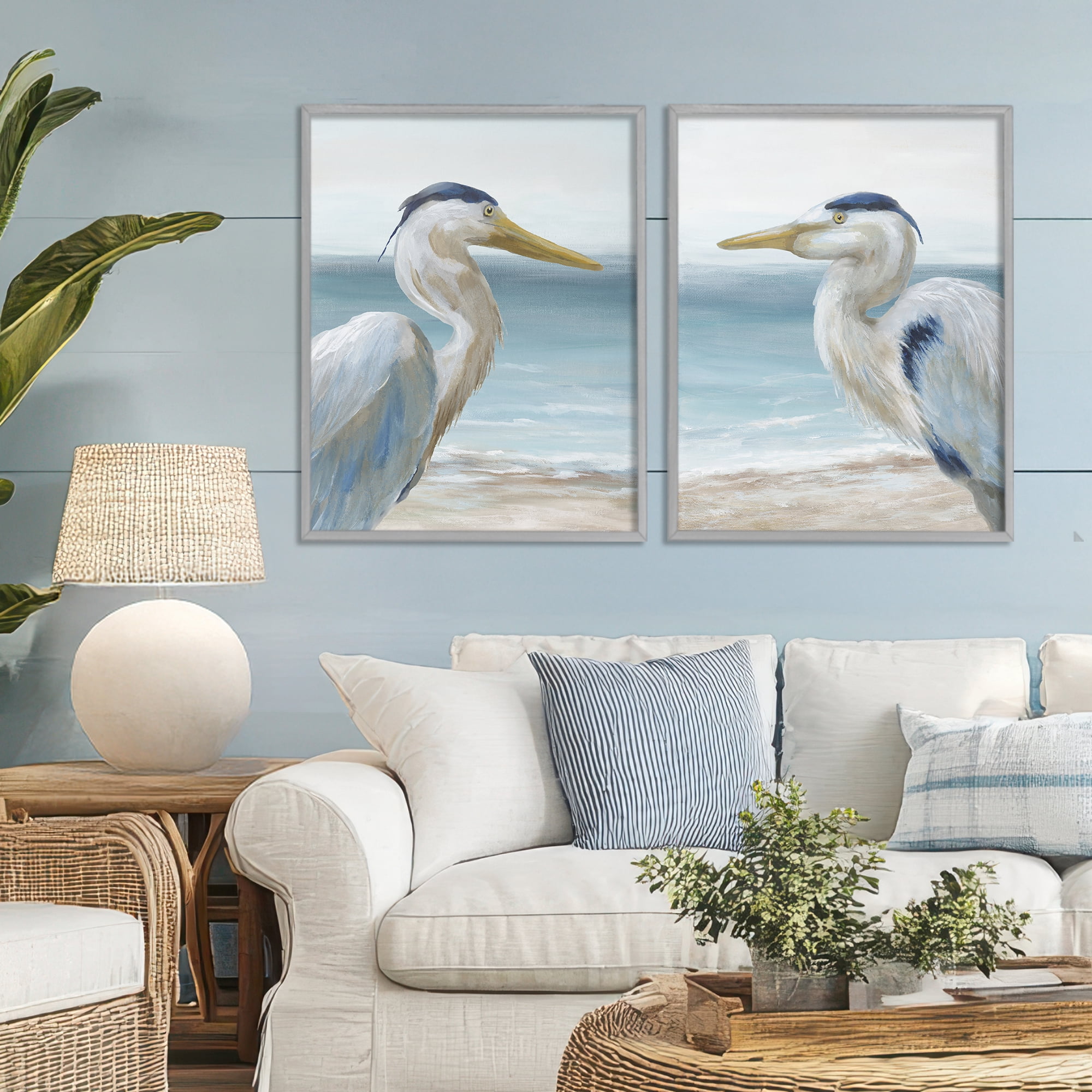 Stupell Industries Tranquil Gaze Herons 2 Piece Gray Framed Giclee Art Set, design by Nan
