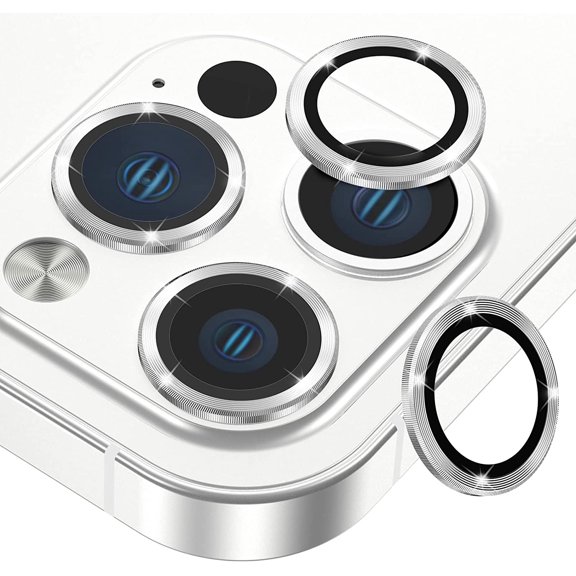 [3 1 Camera Lens Protector Compatible for iPhone 13 Pro(6.1") /13 pro max(6.7") 9H Tempered Glass Camera Cover Screen Protector/HD Anti-Scratch/with Cleaning Kit - Silver