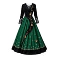 thumbnail image 3 of Xijirk Women Christmas Maxi Dress Long Lace Sleeve V Neck Bell Snowflake Print A Line Floor Length formal Party Gown,M, 3 of 5