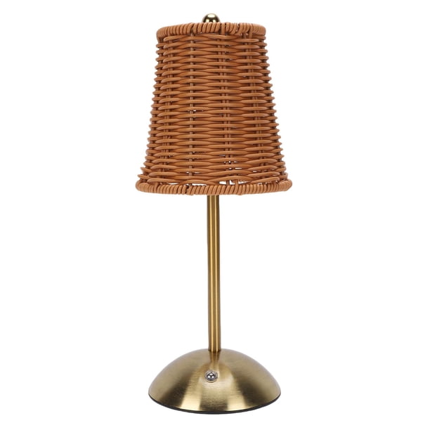 Lámpara De Mesa De Ratán, Luz De Lectura Recargable De LED De Ratán Vintage, 3 Temperaturas De Color Lámpara De Noche Vacilable, Luz Nocturna De Mimbre Para Dormitorio