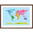 thumbnail image 2 of Art.com World Map with Big Text for Kids Art Print by Michael Tompsett, Brown Frame Wall Art, 29" x 21", 2 of 5
