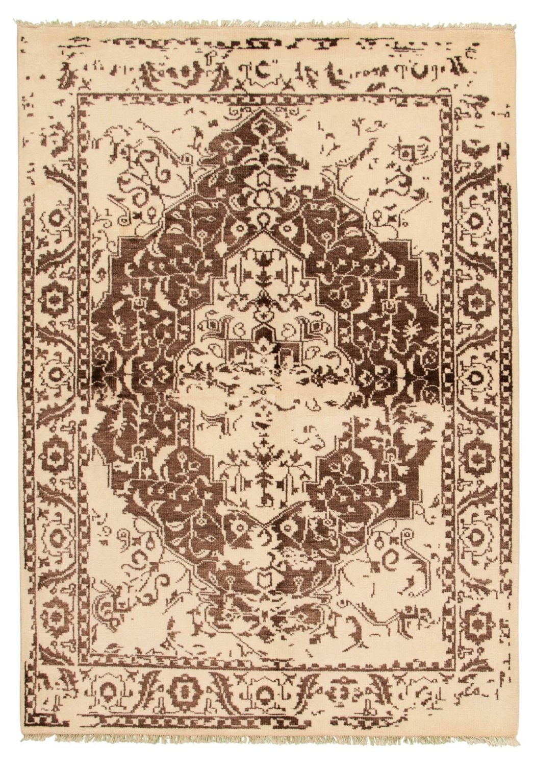 ECARPETGALLERY 5'5" x 7'6" Transitional La Seda Hand-knotted Area Rug for Living Room, Dining Room and Bedroom in Ivory