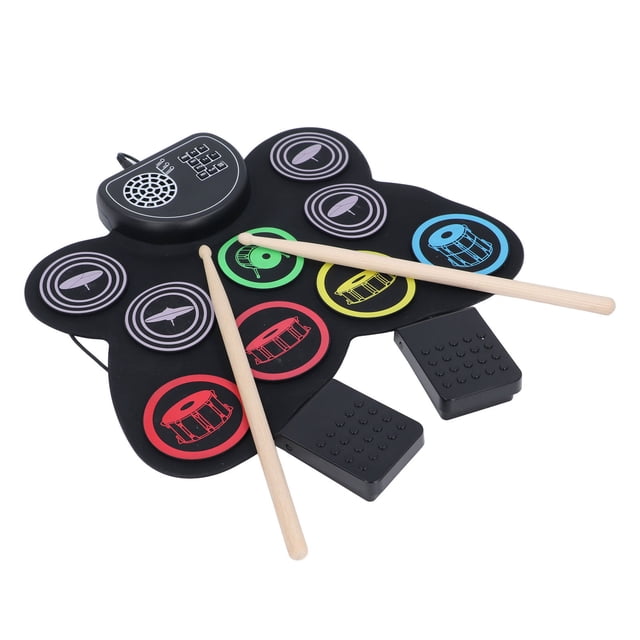 Batterie Électrique Portable, 6 Pcs de Démonstration Multifonctionnelles avec Haut-Parleur Stéréo Intégré 10 Rythmes Standard pour l'École