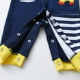 thumbnail image 5 of Newborn Baby Boy Clothes Giraffe Style Romper Long Sleeve Stripe Jumpsuits Blue 3-6 Months, 5 of 6