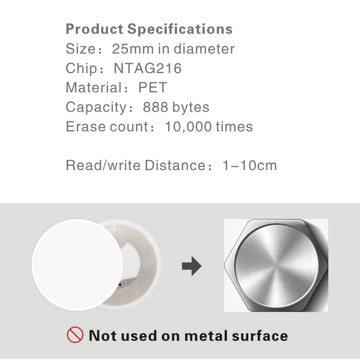 1000Pcs NFC Ntag216 Sticker Ntag216 NFC Tags NFC 216 Tag Ntag216 NFC Cards 13.56Mhz NFC Tag Stickers 888 Bytes Memory
