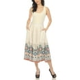 thumbnail image 2 of White Mark Border Print Pleated Midi Skirt (Women's), 2 of 6
