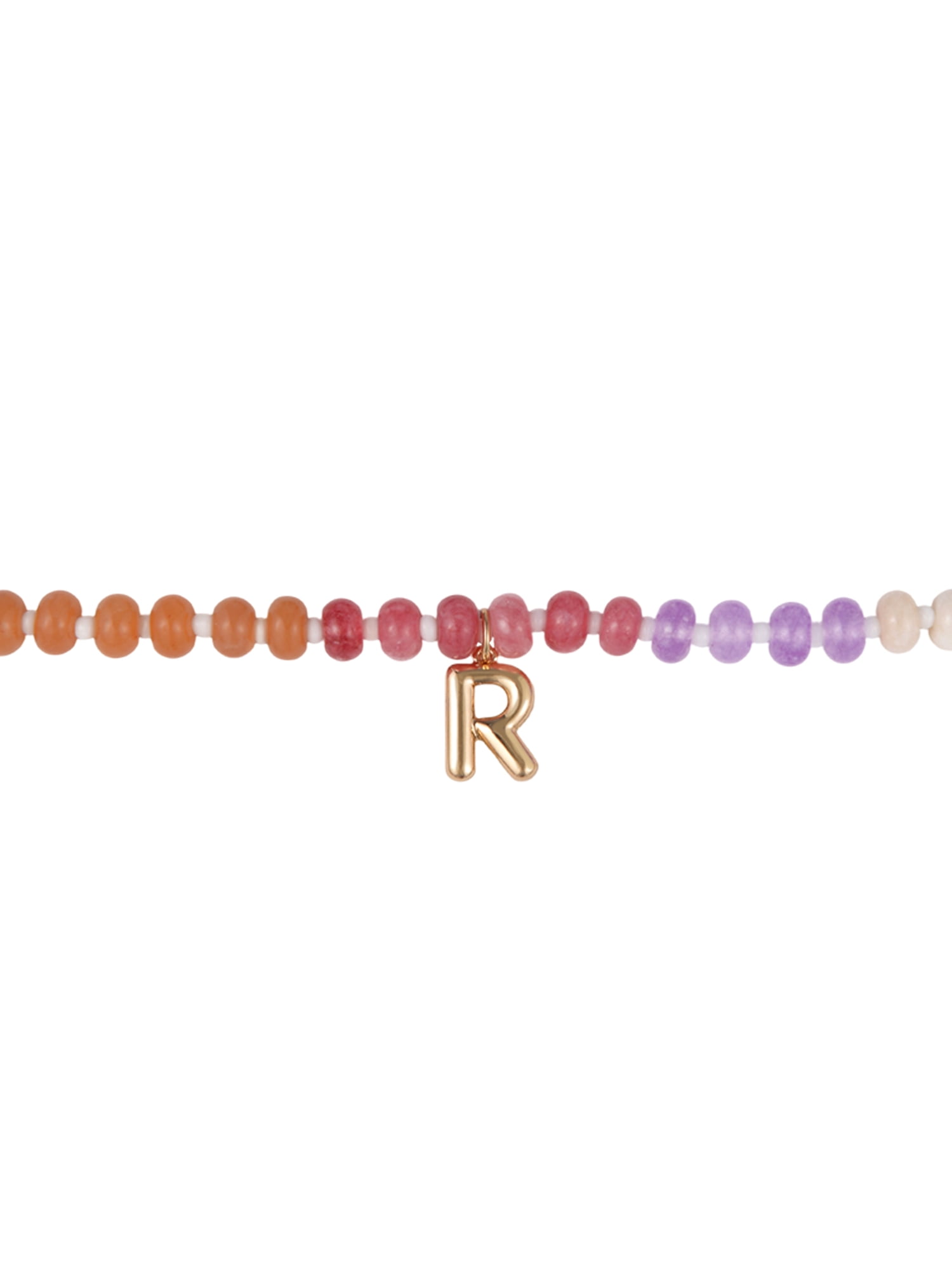 Time and Tru Goldtone Multicolored Bead Initial "R" Necklace