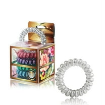 Vere 5PCS Everlasting Hair Ties - Snow Glitter Blend, Large 2.5" Dia: High Quality Spiral Hair Ties, Coil Hair Ties, Universal Coil, Creaseless Braids, Bracelets for Thick and Normal Hair