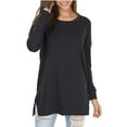 thumbnail image 2 of WCJM Women's Long Sleeve T-Shirt Black Casual Basic Women's Long Sleeve T-Shirt Comfort Top Women Blending Shirts, 2 of 4