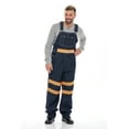 thumbnail image 3 of Men's Hi-Vis Bib Overall Men Enhanced Visibility Denim Dungaree PANTS Orange Dark Blue 40-32, 3 of 8