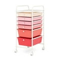 thumbnail image 1 of Costway 6 Drawer Rolling Storage Cart Scrapbook Paper Office Organizer Mixed Pink, 1 of 10
