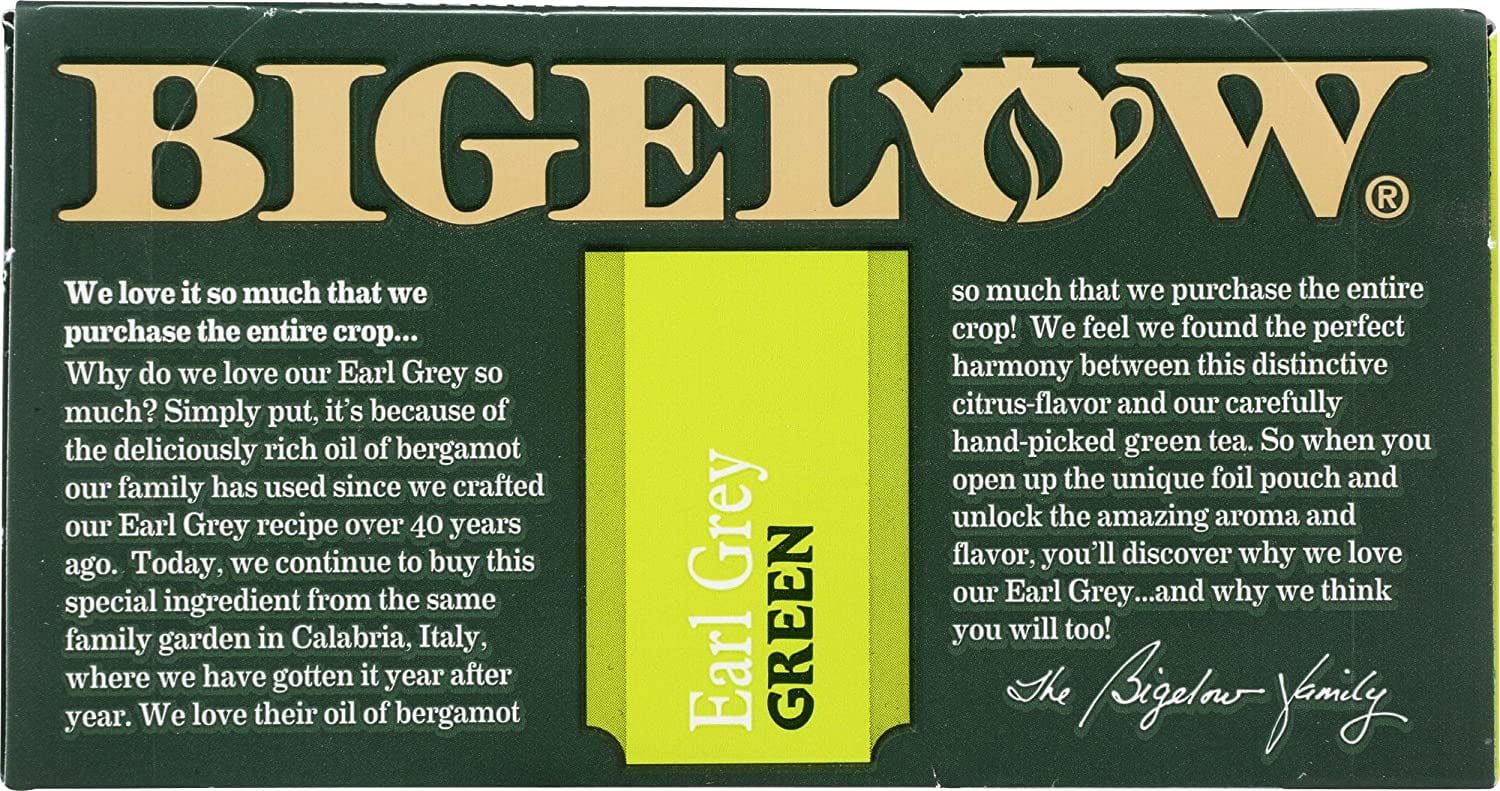 Bigelow Tea Green Tea Earl Grey - 20 Tea Bags Pack of 4