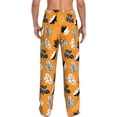 thumbnail image 7 of Salouo Bold Black and White Leaves Orange Print Pajama Pants for Men, Lounge Pants Elastic Waistband Casual Men's sleepwear Loungewear Sleep Pajama Pant -Medium, 7 of 7