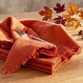 thumbnail image 4 of Fringed Linen Napkins Set of 4 | 20x20 Raw Edge Cloth Napkins for Wedding Decor, Rustic Tablescape & Coastal Dining | Stonewashed Softness (Caramel), 4 of 8