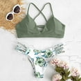 thumbnail image 2 of Plus size Swimsuits Women's Bikini Cut Flower Two Piece Swimsuit Pushups Swimwear Beachwear Army Green S(S), 2 of 6
