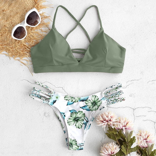 Traje de Baño Mujer Traje de Baño de Dos Piezas Con Push-Up Floral Para Mujer, Tankini, Ropa de Playa, Elegante y Cómoda.