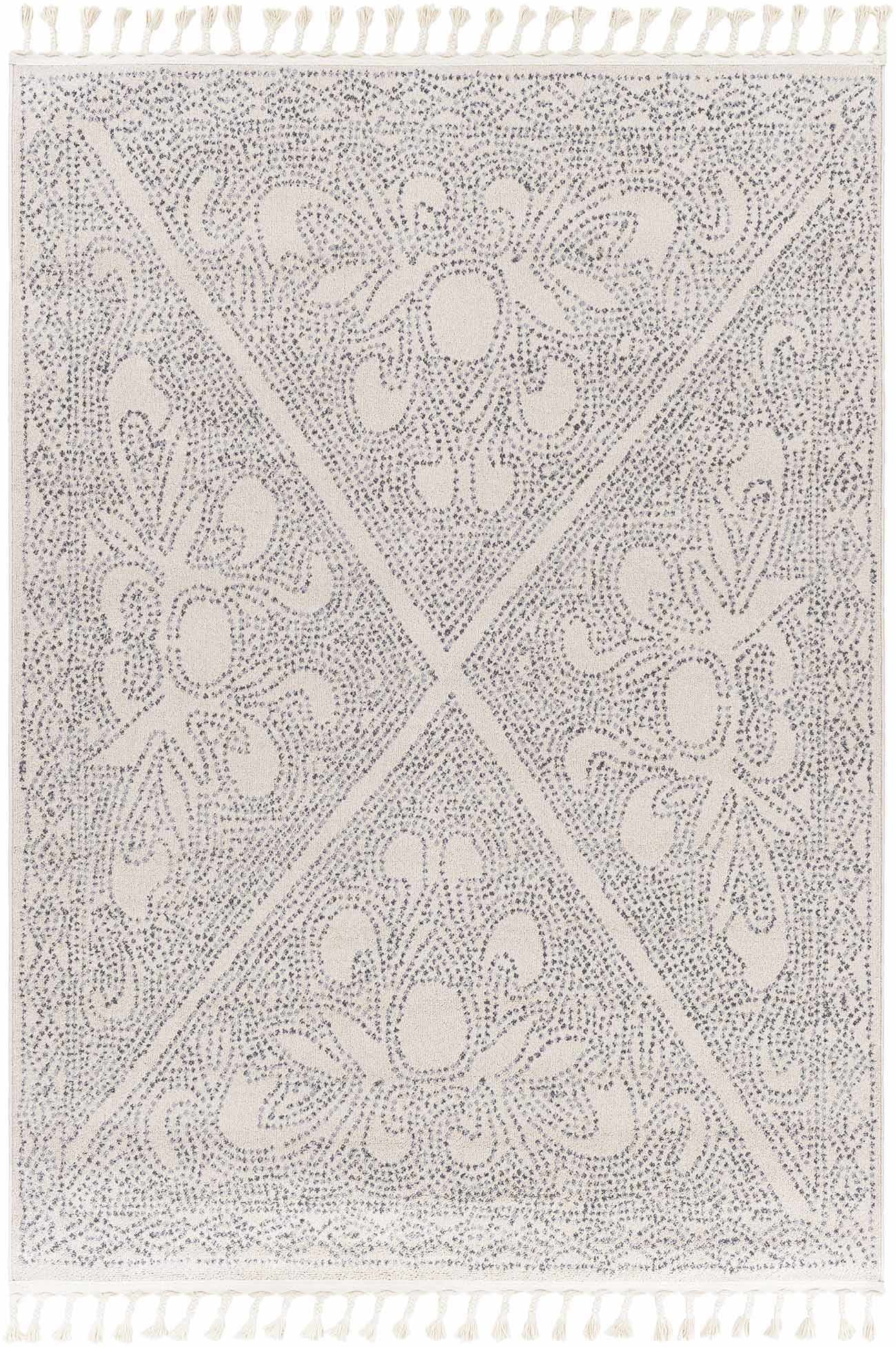 BoutiqueRugs Birdwood Dot Patterned with Tassels Area Rug - Charcoal, Light Gray, Medium Gray - 5'3"