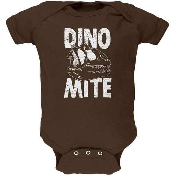 Dinosaur T-Rex DINO-MITE Dynamite Soft Baby One Piece Brown 12-18 M