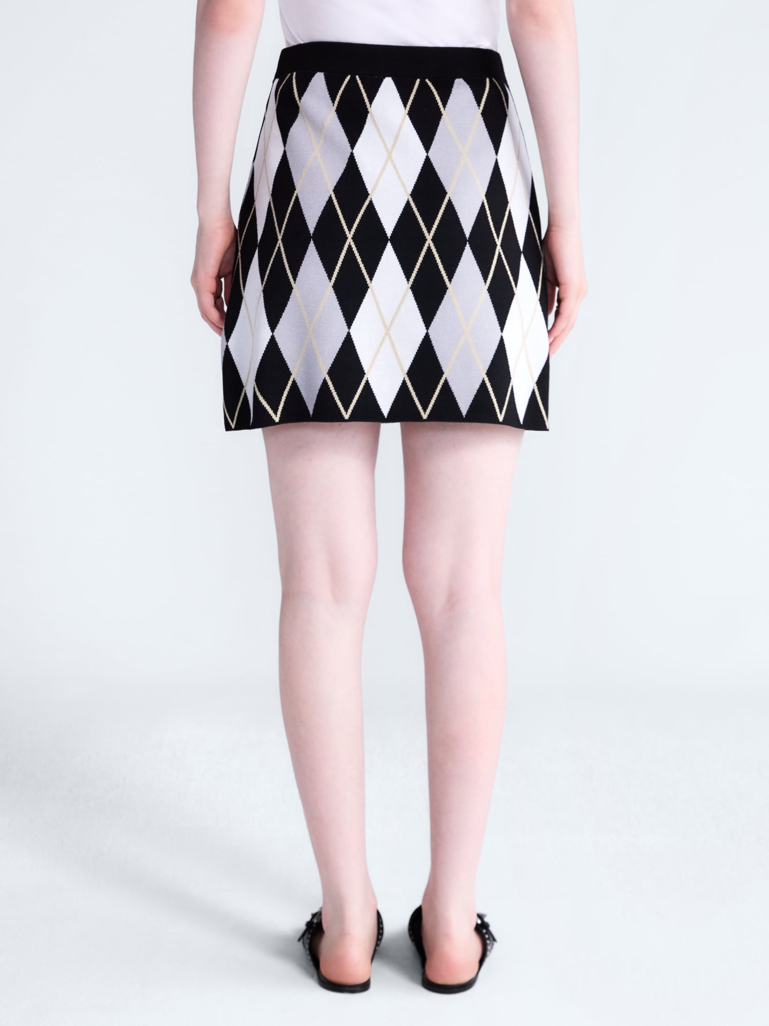 Free Assembly Women's and Women's Plus Missy Pull On Argyle Mini Pull On Sweater Skirt, Sizes XS-4X
