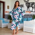 thumbnail image 2 of XYZCANDO Hibiscus Kaftan Dresses for Women V Neck Batwing Sleeves Swimsuit Coverup Oversized Beach Cover Ups Loungewear Maxi Dress Hawaiian Robe for Vacation & Outdoor, 2 of 7
