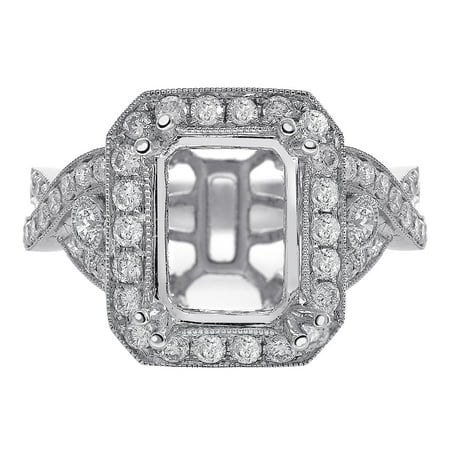 - 0.90 Carat Diamond Engagement Ring 18K White Gold Mount Setting