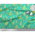 thumbnail image 2 of Soimoi Green Rayon Fabric Text & Christmas Tree Decor Fabric Printed Yard 42 Inch Wide, 2 of 5