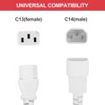 thumbnail image 3 of 1ft 18 AWG White 18/3 Universal Power Cord C14 to C13 10A 250V 3-Prong Extension PDU Power Cables, 3 of 5