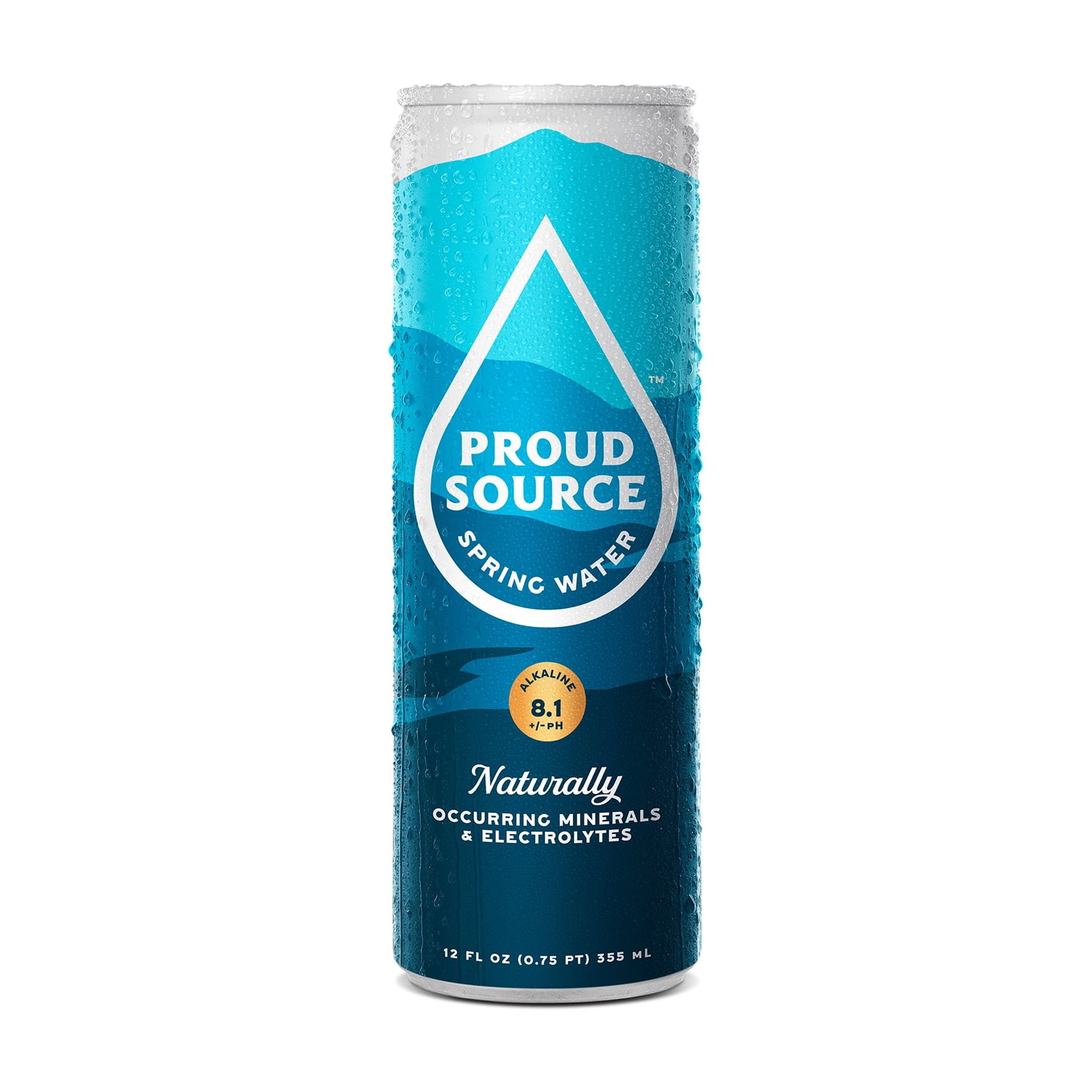Proud Source Natural Spring Alkaline Water, 12 fl oz 8 Pack Cans