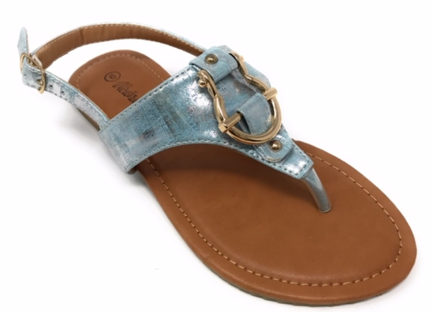 Victoria K Women's Gold Buckle Metallic Sandals