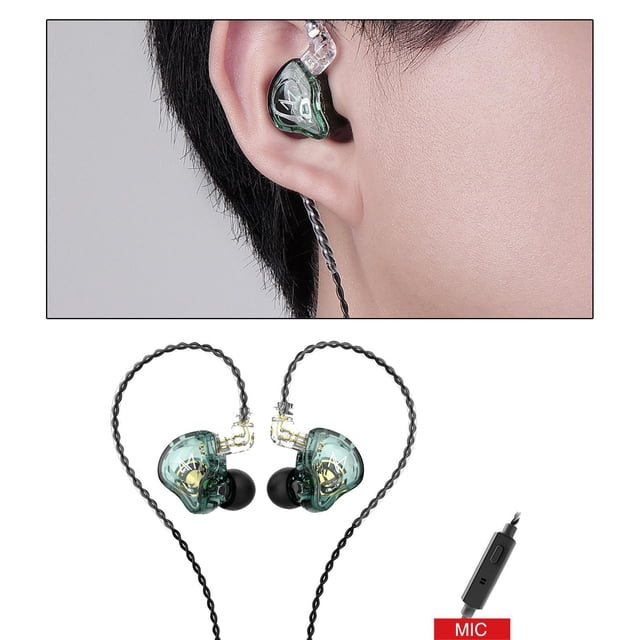 Auriculares in Ear Buds CUTICAT Controlador dinámico híbrido 1DD 1BA Sonido estéreo Verde con micrófono