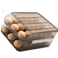 thumbnail image 2 of Organizador de cocina de 2 capas para conservación en el frigorífico, caja de almacenamiento de huevos con ruedas transparente, 2 of 5